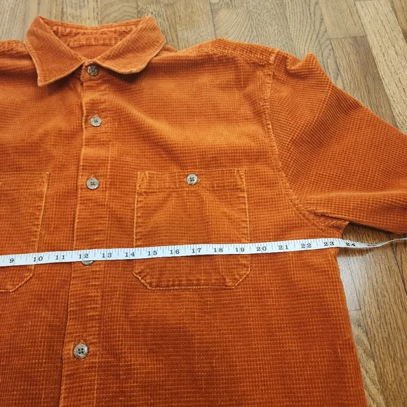 Territory Ahead Corduroy Waffle‎ Orange Heavy Button Front Shirt Shacket Large - Picture 7 of 8